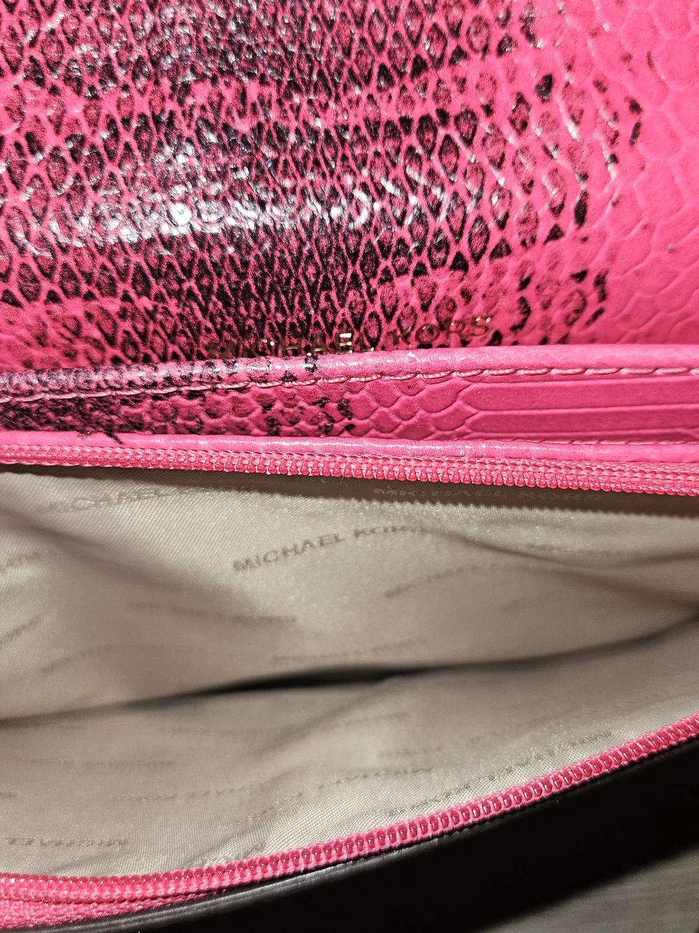 MICHAEL KORS Pink Snake-Embossed Crossbody Bag